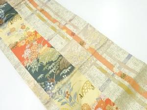 格子に茶屋辻模様織出し袋帯